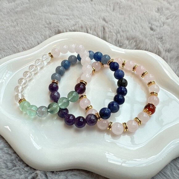 New Set of 3 Natural Semi-Precious Stones Bracelets - Picture 7 of 8